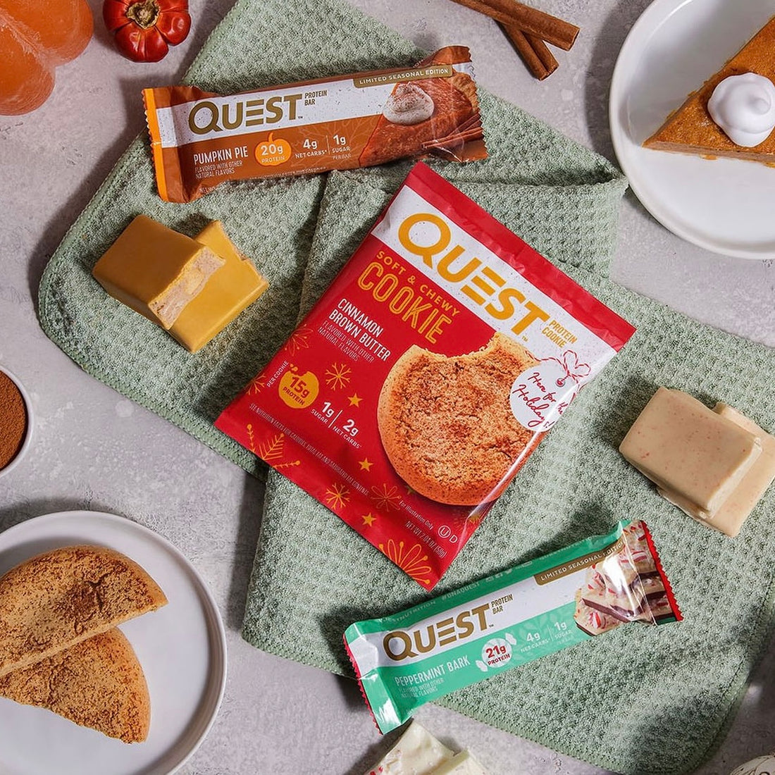 Quest ramène les saveurs d’automne et de Noël dans vos barres protéinées ! 🎃🎄